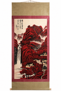 Red Mountains and Waterfall
